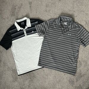 Lot of 2 Golf Polo Shirts | Under Armour + Adidas | Men's Large
